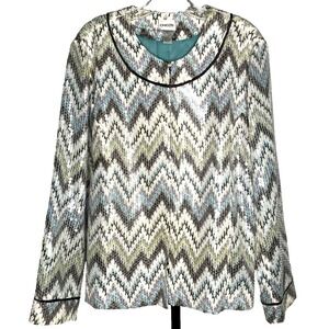Chicos Size 3 (XL) Jacket Sequin Blazer‎ Zig-Zag Shimmer Chevron Fitted Sparkle